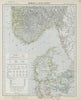 SCANDINAVIA. Denmark & Southern Norway. Lighthouses Railways. LETTS 1884 map