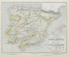 SPAIN & PORTUGAL. Red & white white & liqueur regions in green. LETTS 1884 map