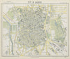 MADRID antique town city map plan. Railways. LETTS 1884 old chart