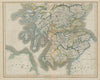 Southern Scotland with all the railways. LIZARS 1842 old antique map chart