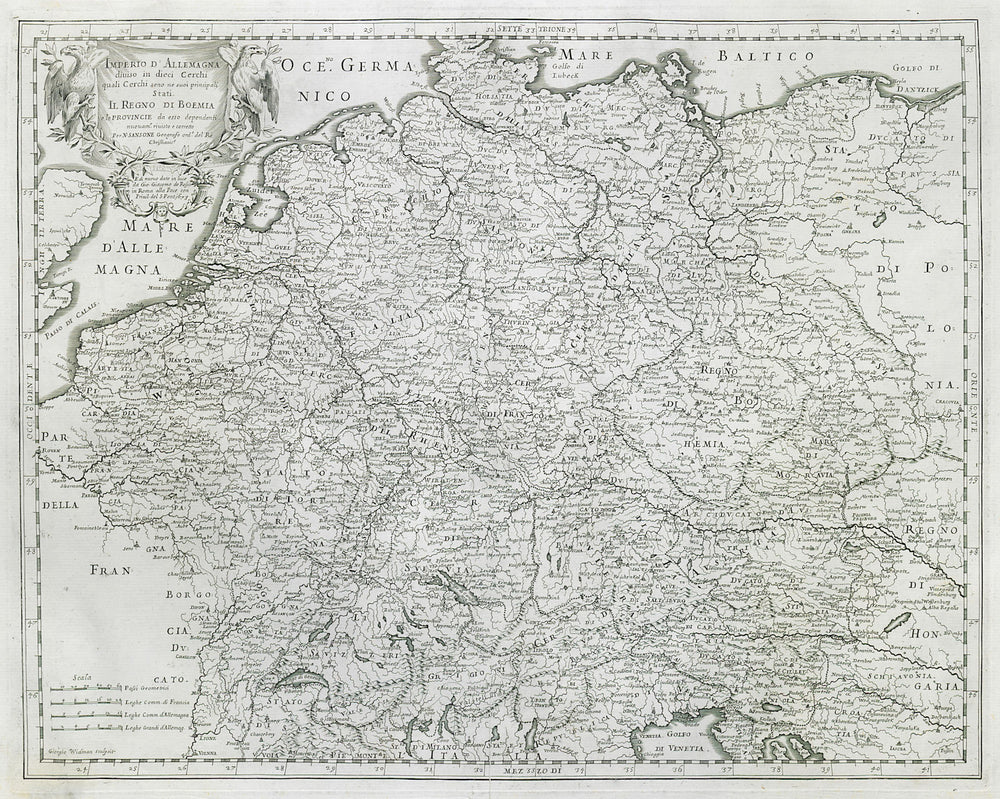 Imperio d'Allemagna… Holy Roman Empire. Germany & Central Europe. ROSSI 1673 map