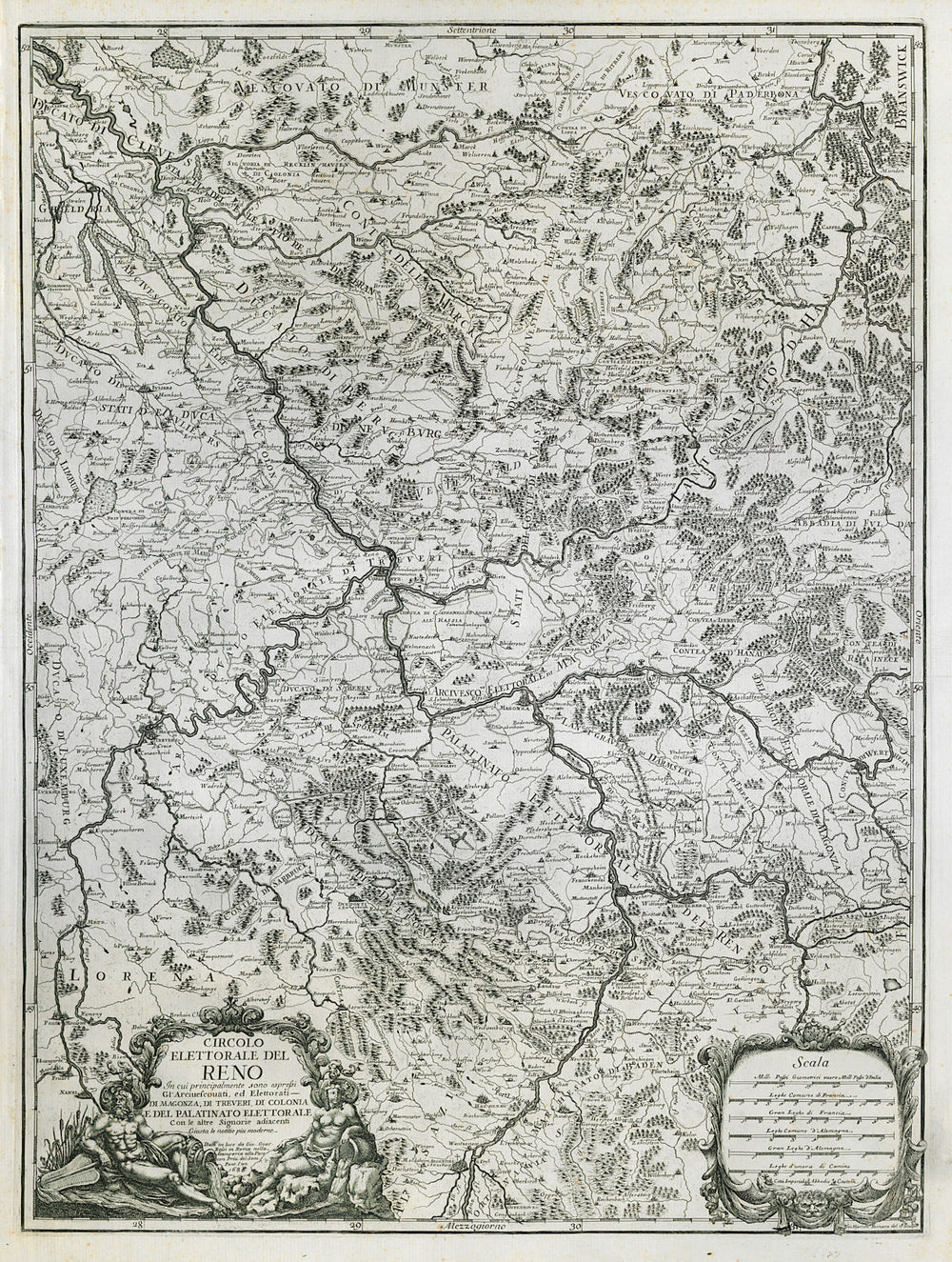 Circolo Elettorale del Reno. Electoral Rhenish Circle. Rhineland. ROSSI 1686 map