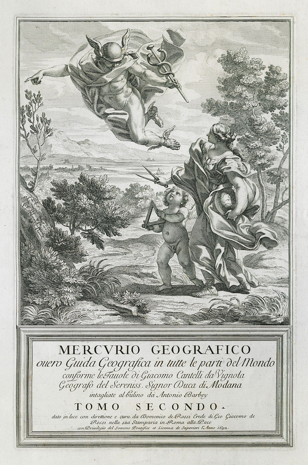 Mercurio Geografico… Tomo Secondo. Volume Two. Title page. DE ROSSI 1692 map