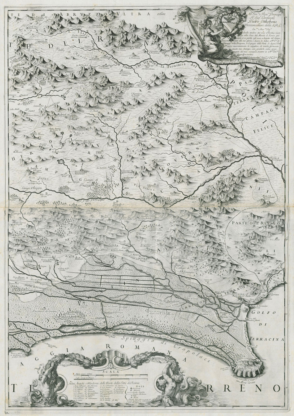 Il Lazio. East sheet, from Foce Verde to Terracina. DE ROSSI 1693 old map