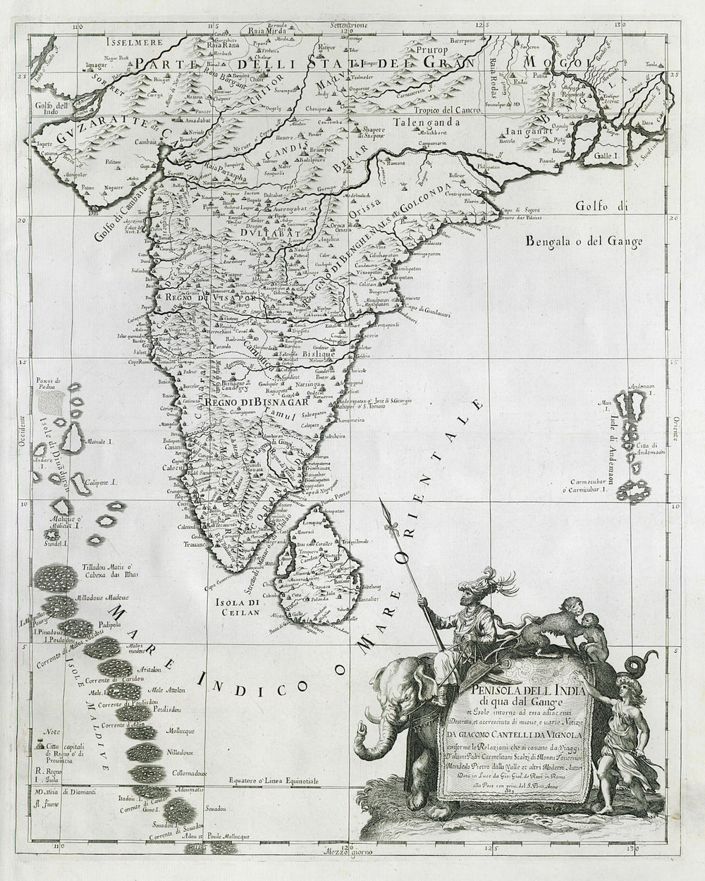 Penisola dell India di qua dal Gange Indian subcontinent ROSSI/CANTELLI 1683 map