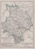 HUNTINGDONSHIRE county map. Shows 2 exclaves. Railways.DOWER/BR DAVIES 1868