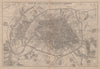 PLAN OF PARIS & SURROUNDING COMMUNES by BR DAVIES. Fortifications 1863 old map