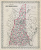 Colton's New Hampshire. Decorative antique US state map 1869 old