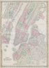 Colton's New York City, Brooklyn, Jersey City, Hoboken. Antique plan 1869 map