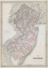 Colton's New Jersey. Decorative antique US state map 1869 old