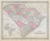 Colton's South Carolina. Decorative antique US state map 1869 old