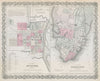 Savannah, Georgia & Charleston, South Carolina antique city plan COLTON 1869 map