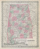 Colton's Alabama. Decorative antique US state map 1869 old chart