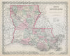 Colton's Louisiana. Decorative antique US state map 1869 old chart