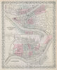 Pittsburgh/Allegheny, Pennsylvania. Cincinnati, Ohio city plans COLTON 1869 map