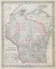 Colton's Wisconsin. Decorative antique US state map 1869 old chart
