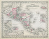 Colton's Central America. Decorative antique map. Honduras Guatemala 1869