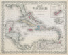 Colton's West Indies. Bermuda & Havana. Caribbean Antilles 1869 old map