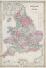 Colton's England and Wales in counties. Decorative antique map 1869 old