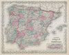 Colton's Spain and Portugal in regions & provinces. Iberia 1869 old map