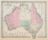 Colton's Australia. Queensland with original borders. Antique map 1869 old
