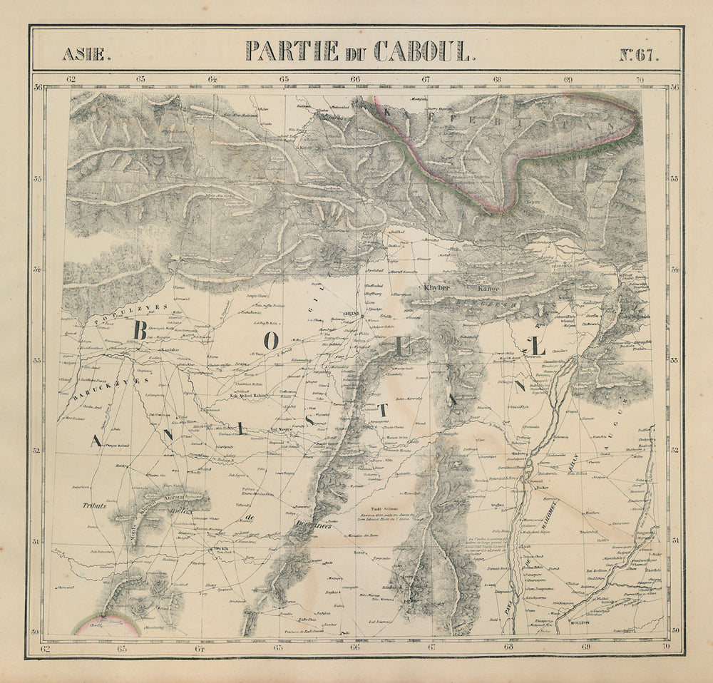 Asie. Partie du Caboul #67 East Afghanistan. West Pakistan VANDERMAELEN 1827 map