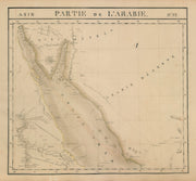 Asie. Arabie #77 Red Sea Aqaba Egypt Saudi Arabia Jordan VANDERMAELEN 1827 map