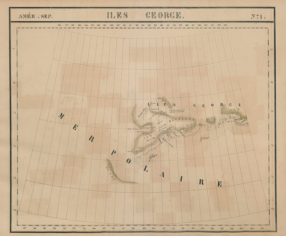 Amér. Sep. Iles George #1. Melville Island Canadian Arctic VANDERMAELEN 1827 map