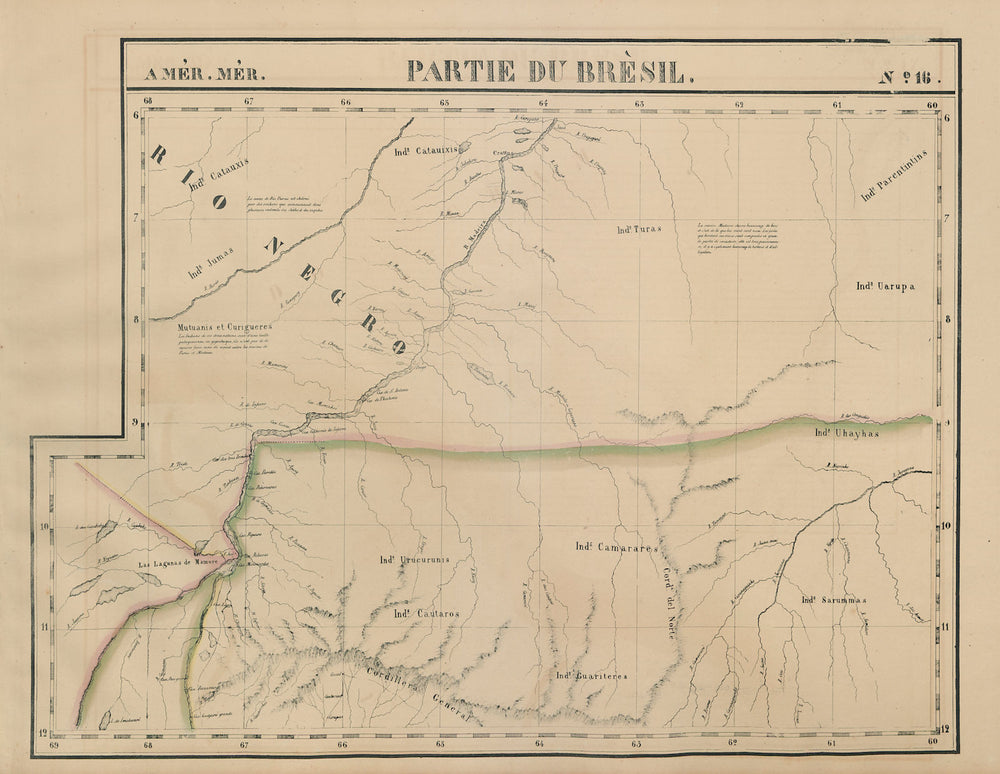 Amér Mér Brésil #16 North Bolivia. Western Brazil AM RO MT VANDERMAELEN 1827 map