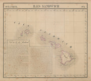 Océanique. Iles Sandwich #3. Hawaii Oahu Kauai Maui. VANDERMAELEN 1827 old map
