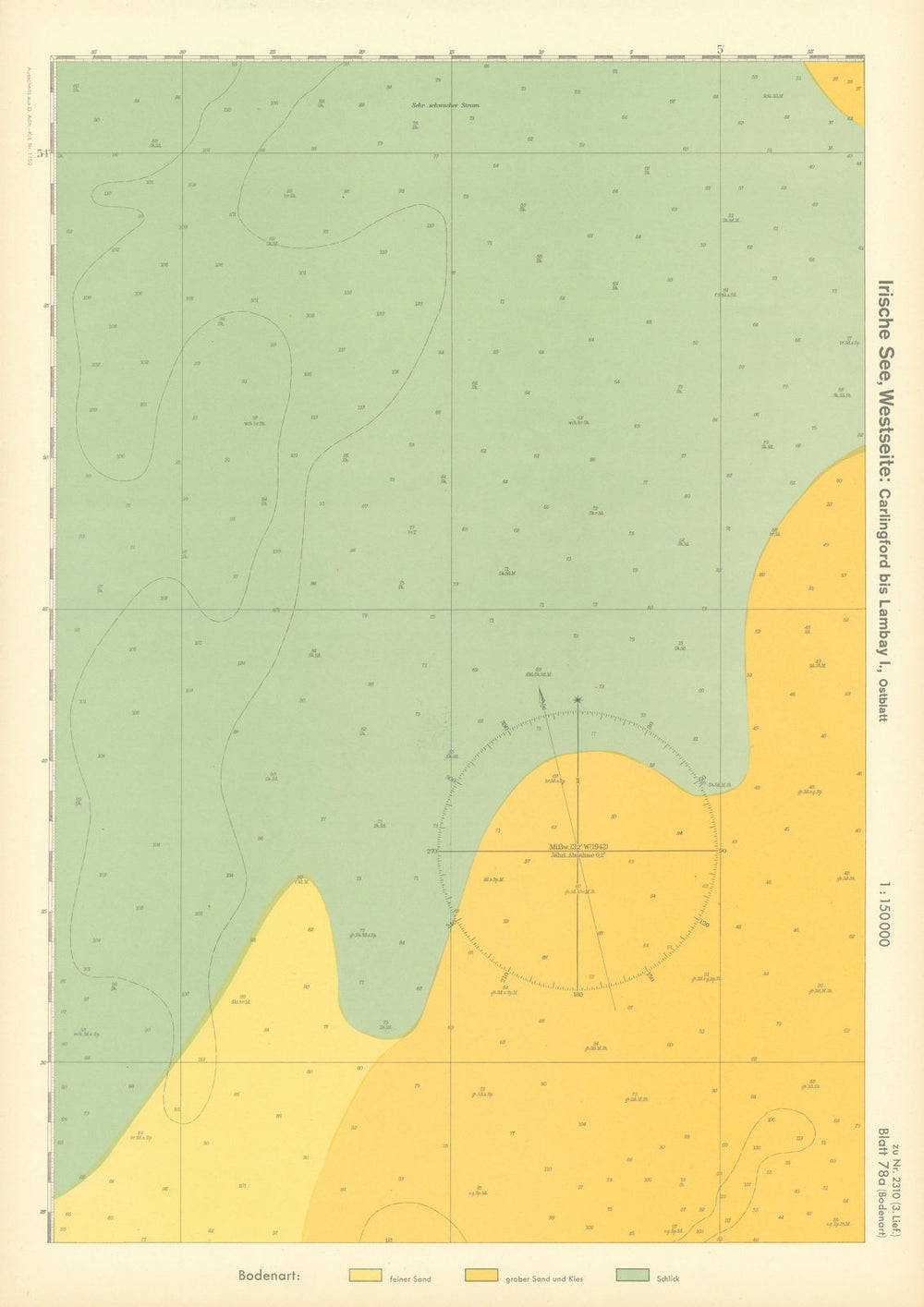 78a. Irish Sea, south west of Isle of Man. KRIEGSMARINE Nazi map 1940 old