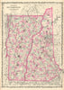 Johnson's New Hampshire & Vermont. US State map showing counties 1863 old