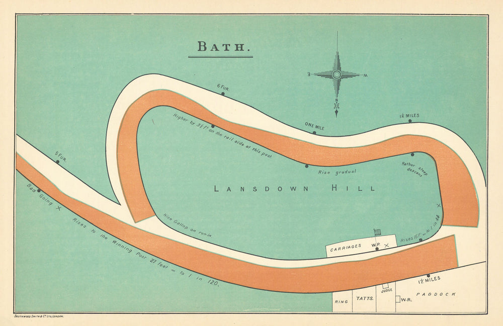 Bath racecourse, Somerset. Lansdown Hill. BAYLES 1903 old antique map chart