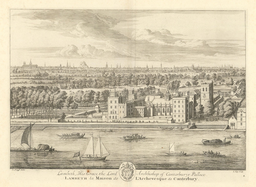 Lambeth, His Grace the Lord Archbishop of Canterburys Pallace. Kip & Knyff 1709