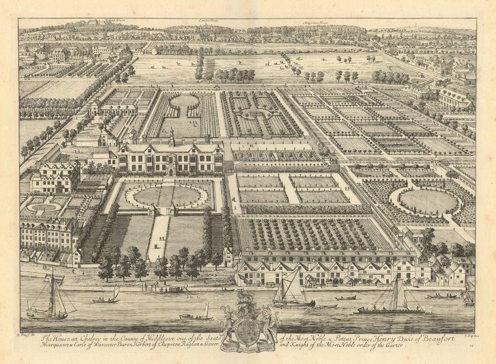 Beaufort House (now Street), Chelsea. "The House att Chelsey". KIP & KNYFF 1709