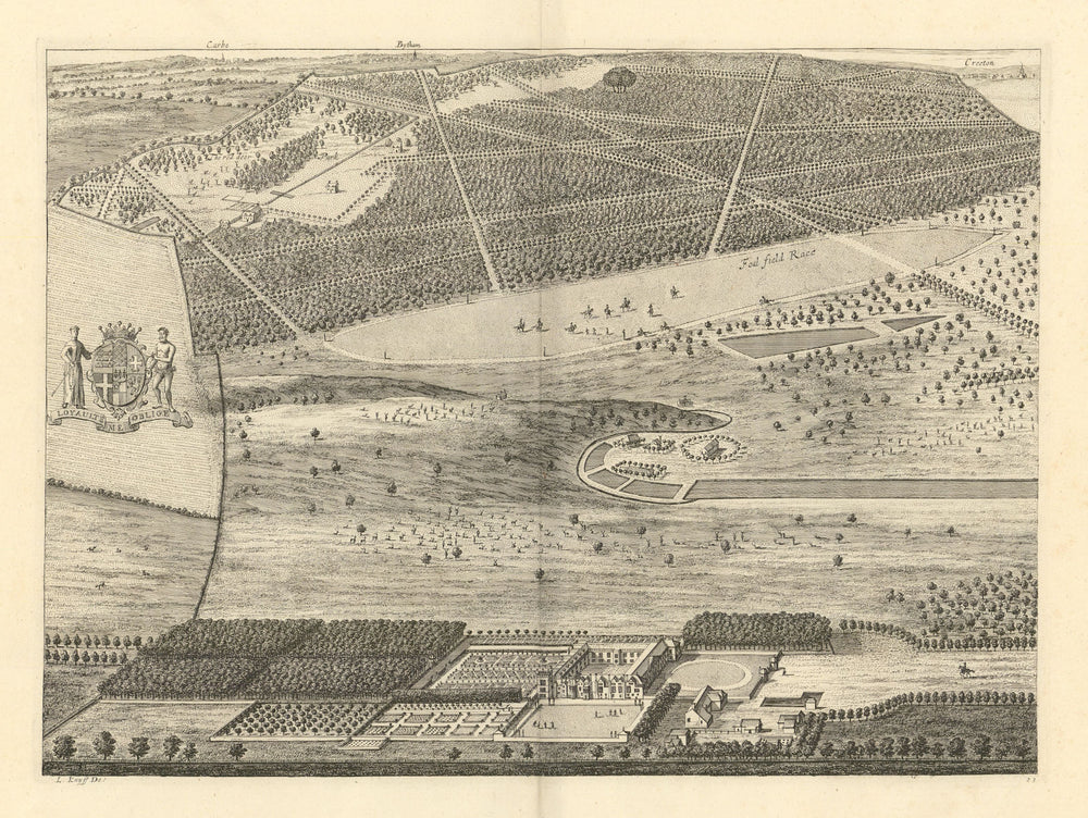 Bird's-eye view of Grimsthorpe Castle & estate by Kip & Knyff. Lincolnshire 1709
