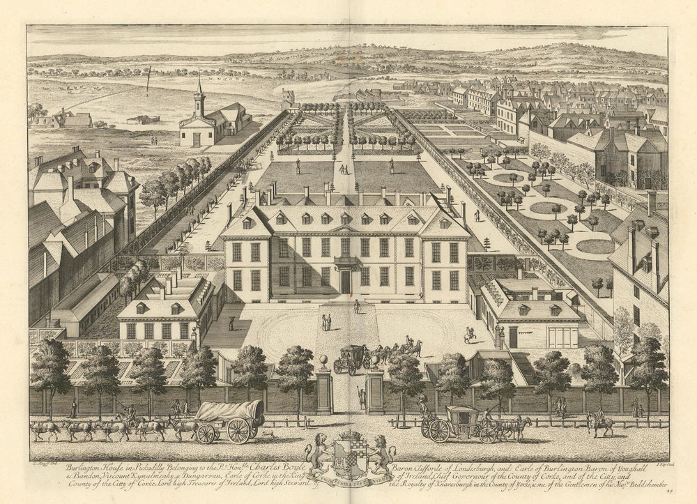 "Burlington House in Pickadilly" by Kip & Knyff. Royal Academy, Piccadilly 1709