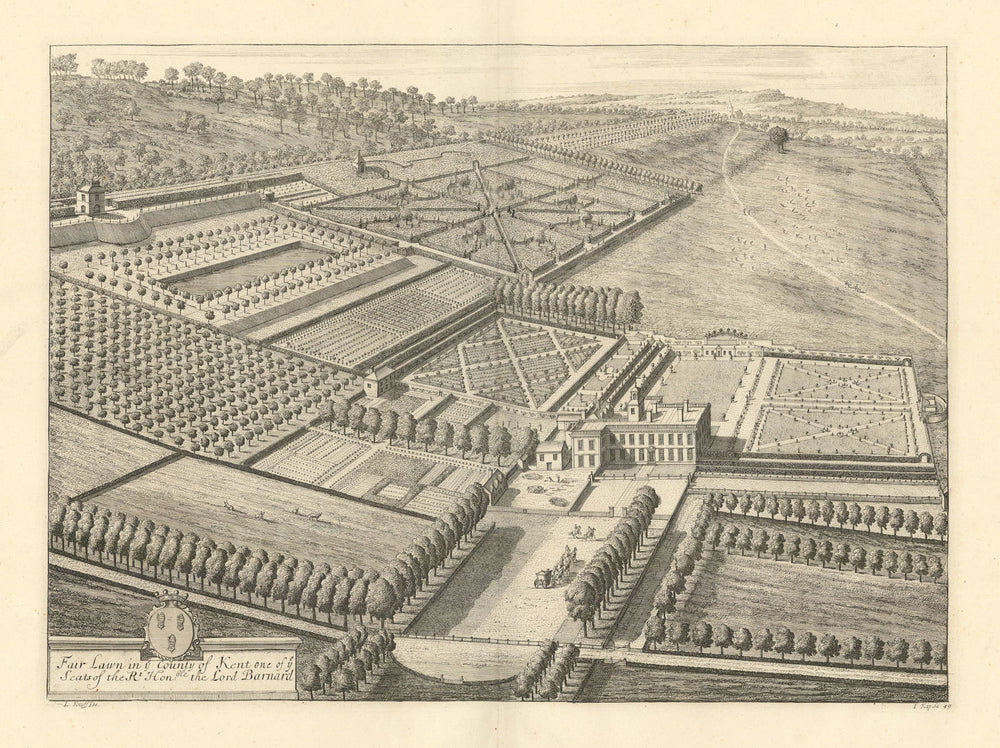 Fairlawne House, Shipbourne by Kip/Knyff. "Fair Lawn in ye County of Kent" 1709