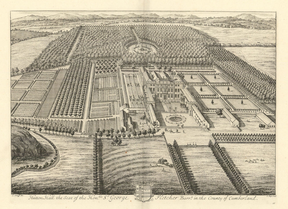 Hutton-in-the-Forest, Penrith, Cumbria by Kip & Knyff. "Hutton Hall" 1709