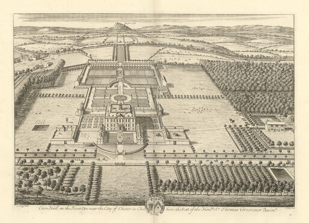 Eaton Hall, Eccleston, Cheshire by Kip/Knyff. Grosvenor Duke of Westminster 1709