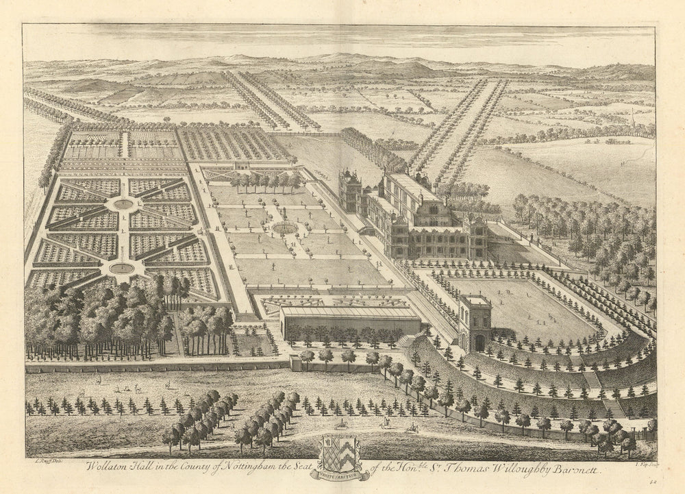 Wollaton Hall in the County of Nottingham. Natural History Museum Kip/Knyff 1709