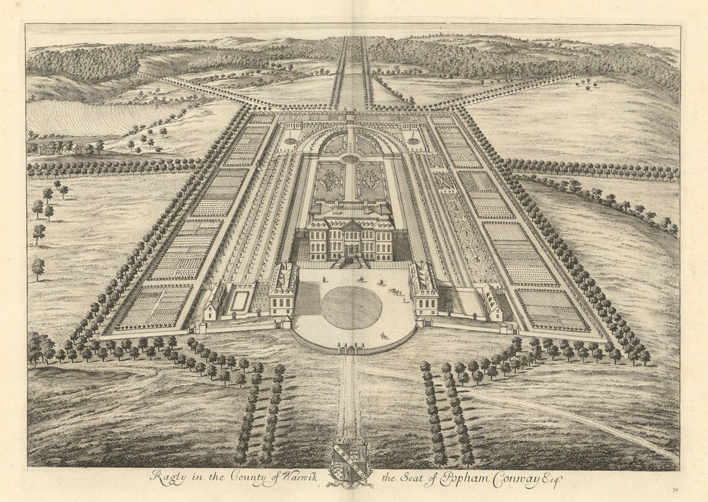 Ragley Hall, Alcester by Kip & Knyff. "Ragly in the County of Warwik" 1709