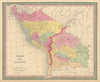 Peru and Bolivia, including Litoral. THOMAS, COWPERTHWAIT 1852 old antique map