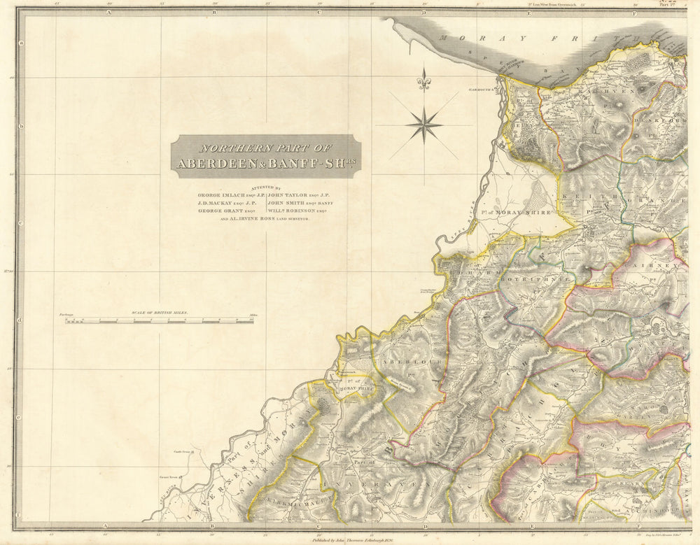 Aberdeen & Banffshires north-west. Speyside. Cullen Dufftown. THOMSON 1832 map