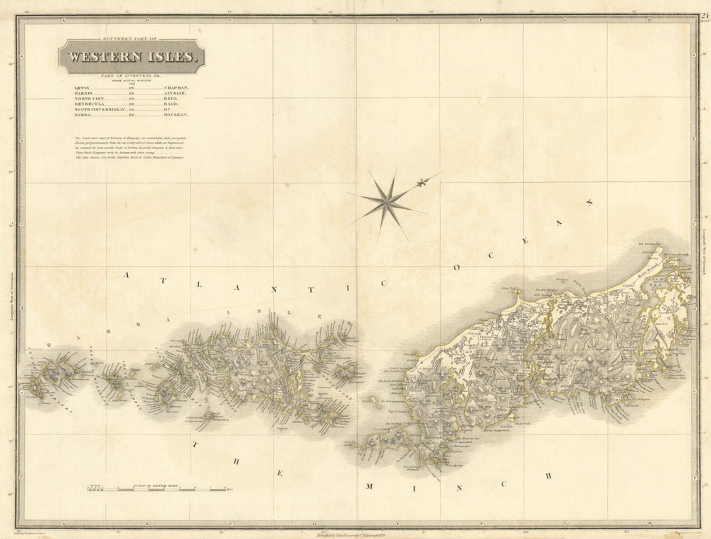 Western Isles south. Inverness-shire. South Uist & Barra. THOMSON 1832 old map