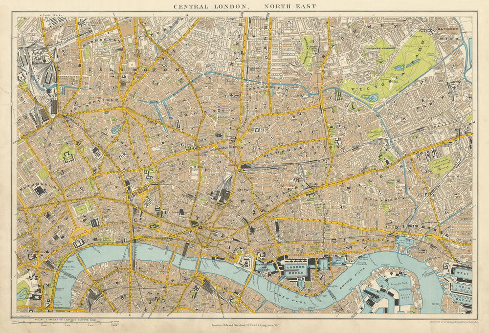 Central London N.E. City Clerkenwell Islington Hackney. STANFORD 1904 old map