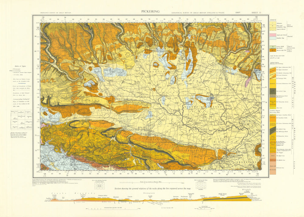 Pickering geological survey sheet 53 North York Moors Howardian Hills 1967 map