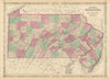 Johnson's Pennsylvania and New Jersey. US state map showing counties 1866