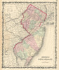Johnson's New Jersey. US State map showing counties 1861 old antique chart