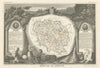 Département de la CREUSE. Decorative antique map/carte by Victor LEVASSEUR 1856
